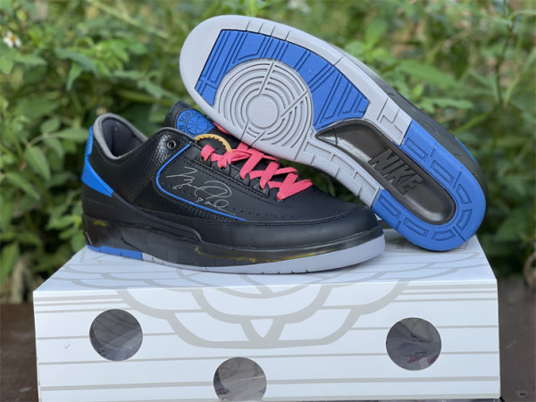 Authentic OFF-WHITE x Air Jordan 2 Low Black/Blue/Red