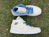 Authentic Air Jordan 1 Mid White/Blue