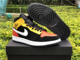 Authentic Air Jordan 1 Mid Black/Red/Yellow