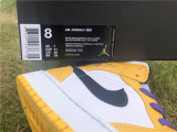 Authentic Air Jordan 1 MID White/Orange/Purple Gold Lakers