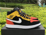 Authentic Air Jordan 1 Mid Black/Red/Yellow