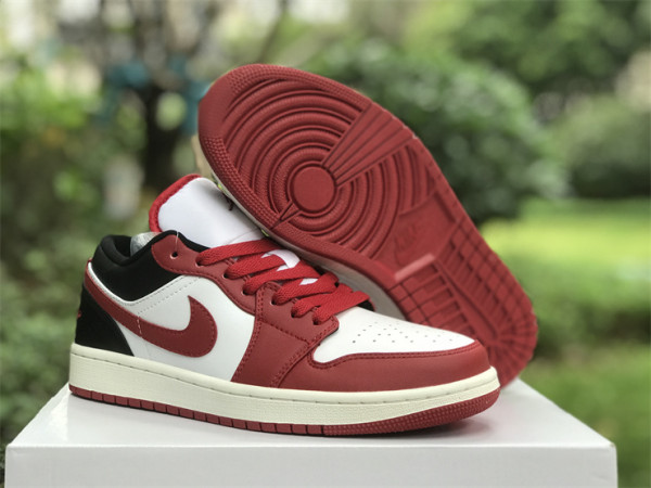 Authentic Air Jordan 1 Low White/Black/Red