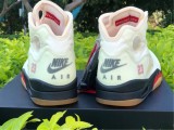 Authentic Off-White x Air Jordan 5 “Sail” (Fire Red/Muslin-Black)