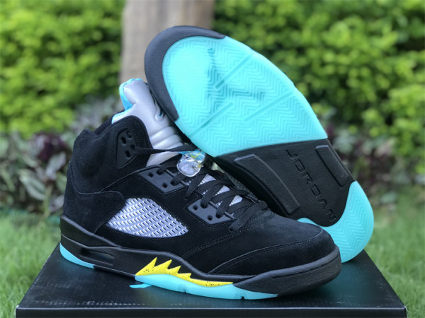 Authentic Air Jordan 5 Aqua Black/Blue/Yellow