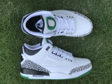 Authentic Air Jordan 3 Oregon White/Black/Green