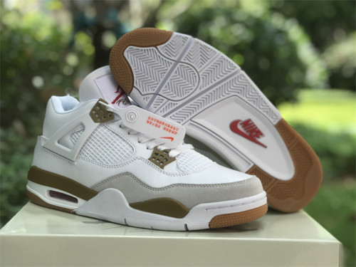 Authentic Nike SB x Air Jordan 4 White/Camel/Ashen