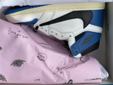 Authentic Travis Scott x Air Jordan 1 High OG White/Blue