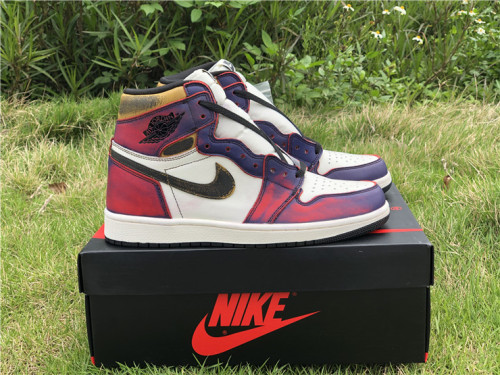 Authentic Air Jordan 1 High x Nike SB dunk OFF White/Purple Gold