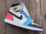 Authentic Air Jordan 1 High Color Matching Dark Blue/White/Khaki