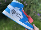Authentic Air Jordan 1 High x OFF White UNC