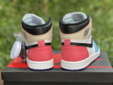 Authentic Air Jordan 1 High Color Matching Dark Blue/White/Khaki
