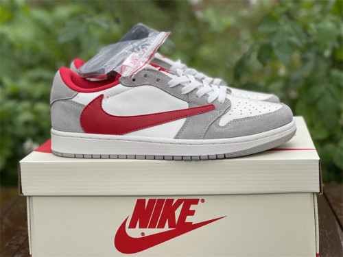 Authentic Travis Scott x Air Jordan 1 Low OG Grey/Red