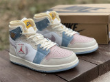 Authentic Air Jordan 1 High Zoom CMFT Beige/Pink/Sky blue