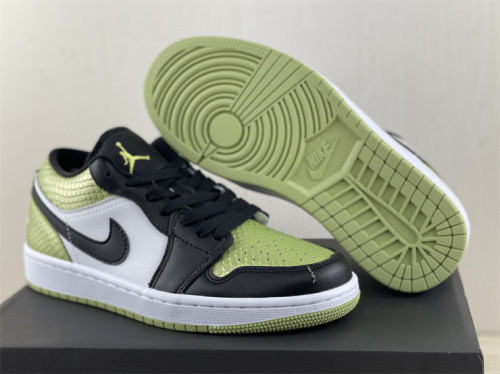 Authentic Air Jordan 1 Low Snake/Green-Black