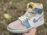 Authentic Air Jordan 1 High Zoom CMFT Beige/Pink/Sky blue