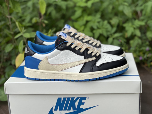 Authentic Travis Scott x Fragment x Air Jordan 1 Low Blue/White