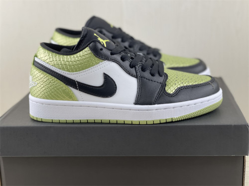 Authentic Air Jordan 1 Low Snake/Green-Black