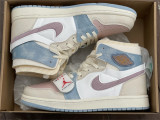 Authentic Air Jordan 1 High Zoom CMFT Beige/Pink/Sky blue