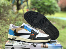 Authentic Air Jordan 1 x OFF-WHITE AJ1 OW UN White/Black/Blue
