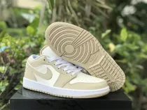 Authentic  Air Jordan 1 Low Sail/Rattan-White-Black