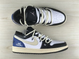 Authentic  Air Jordan 1 Low Black/White/Blue