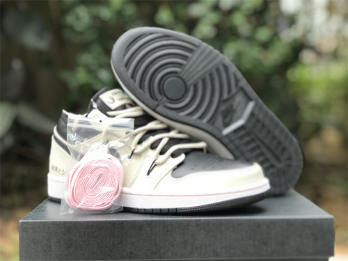 Authentic Air Jordan 1 Low Black/Blechead Coral-Grey FOG