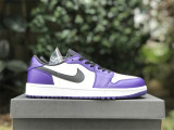 Authentic Air Jordan 1 Low Sport Royal  White/Purple