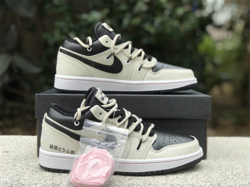 Authentic Air Jordan 1 Low Black/Blechead Coral-Grey FOG