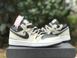 Authentic Air Jordan 1 Low Black/Blechead Coral-Grey FOG