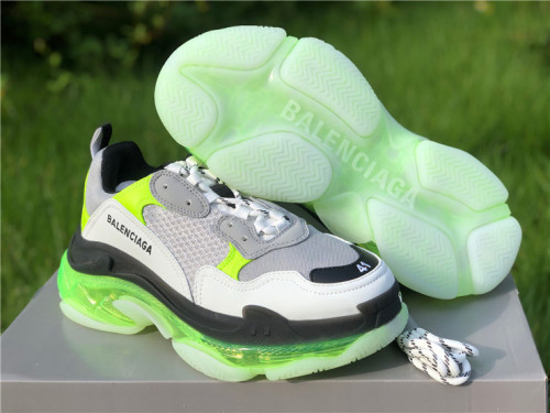 Authentic Balenciaga Triple s Clear Sole White/Grey/Green