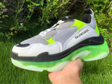 Authentic Balenciaga Triple s Clear Sole White/Grey/Green