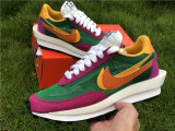 Authentic Sacai x Nike LDWaffle Green/Yellow/Purple Red