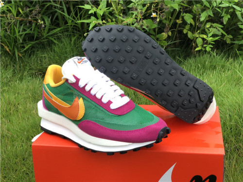 Authentic Sacai x Nike LDWaffle Green/Yellow/Purple Red