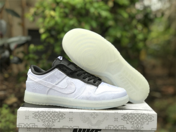 Authentic CLOT x fragment x Nike Dunk Low  White Silk