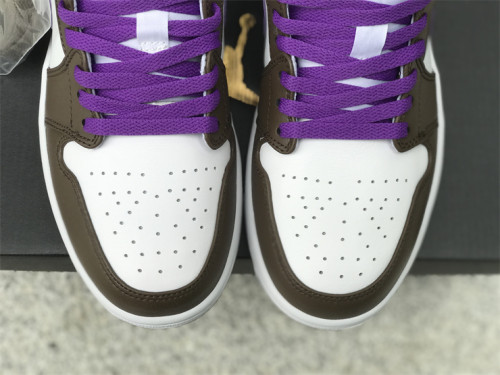 Authentic Air Jordan 1 Low White/Brown/Purple