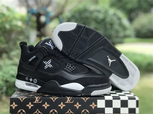 Authentic LV x Air Jordan 4 Black
