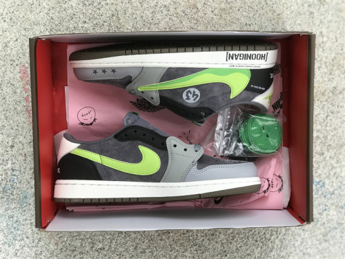Authentic Travis Scott x Air Jordan 1 Low Dark Grey/Green
