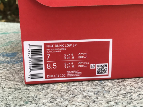 Authentic Nike Dunk Low White/Light Green