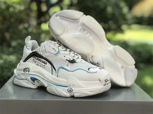 Authentic Balenciaga Triple-S Sneaker White/Black/Blue