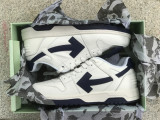 Authentic OFF-WHITE Out Of Office Leather White/Navy Blue