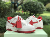 Authentic OFF-WHITE Out Of Office Leather Red/White