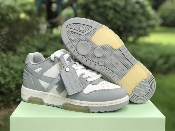 Authentic OFF-WHITE Out Of Office Leather Grey/White