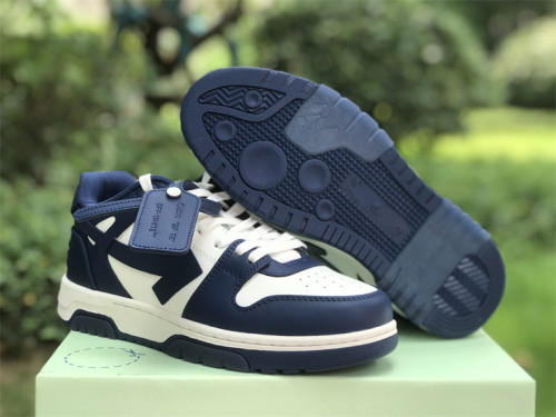 Authentic OFF-WHITE Out Of Office Leather Dark Blue