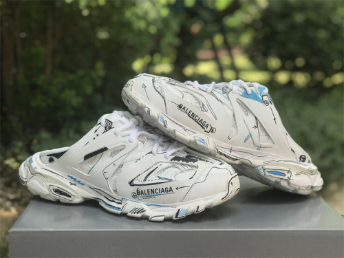 Authentic Balenciaga Track Mule White/Black/Blue