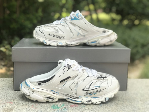 Authentic Balenciaga Track Mule White/Black/Blue