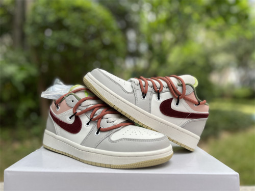 Authentic Air Jordan 1 Low Sail/Oil Green Sail