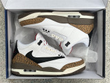 Authentic Air Jordan 3 White/Mocka Brown/Black