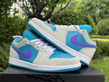 Authentic Air Jordan 1 Low Grey/Purple/Blue