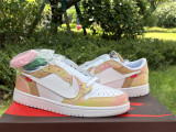 Authentic OFF WHITE x Air Jordan 1 Low Rainbow/White/Apricot