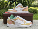 Authentic OFF WHITE x Air Jordan 1 Low Rainbow/White/Apricot